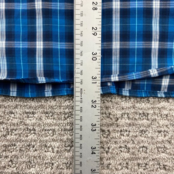 Eddie Bauer Shirt Men XL Blue Plaid Button Up Polo Lightweight Breathable Preppy - Picture 9 of 9
